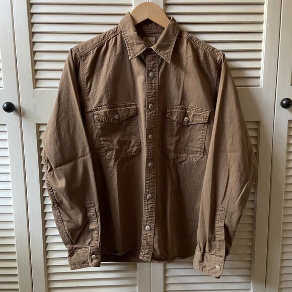 $165 Runabout Goods Guide Shirt Cotton Twill L/S Work Shirt Walnut Brown Size S